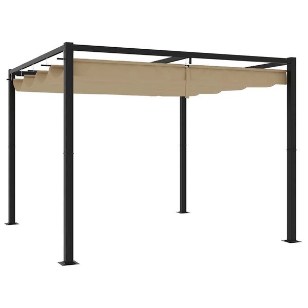 vidaXL Tonnelle de jardin avec toit rétractable taupe 3x3 m acier