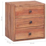 vidaXL Table de chevet avec 3 tiroirs 35x25x35 cm bois d'acajou massif