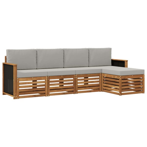 vidaXL Ensemble de canapés d'extérieur 5 pc Naturel et gris clair