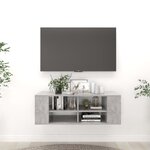 vidaXL Meuble TV mural Gris béton 102x35x35 cm Bois d’ingénierie