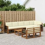 vidaXL Ensemble de canapés d'extérieur 9 pc Naturel et Crème Polyester