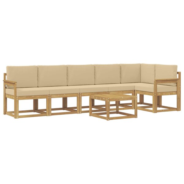 vidaXL Ensemble de canapés d'extérieur 7 pc Blanc et Beige Polyester