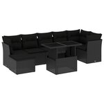 vidaXL Salon de jardin 8 Pièces avec coussins noir résine tressée