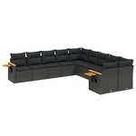 vidaXL Salon de jardin 10 Pièces avec coussins noir résine tressée