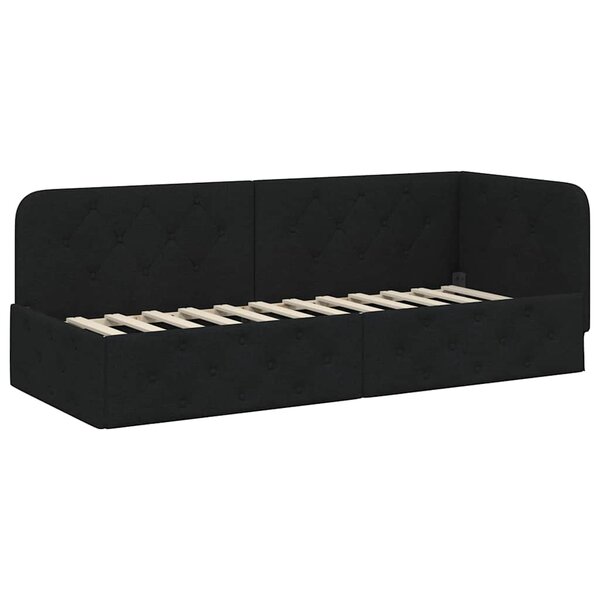 vidaXL Cadre de lit d'angle Noir 80 x 200 cm tissu
