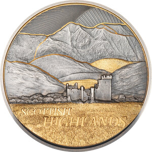 Monnaie SCOTTISH HIGHLANDS Golden Landscapes 2 Oz Argent 10$ Cook Islands 2026 (PRÉCOMMANDE)