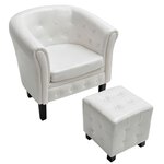 vidaXL Fauteuil avec repose-pied Blanc Similicuir