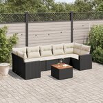 vidaXL Salon de jardin 8 Pièces avec coussins noir résine tressée