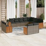 vidaXL Salon de jardin avec coussins 12 Pièces gris résine tressée