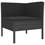 Salon de jardin meuble d'extérieur ensemble de mobilier 6 pièces avec coussins résine tressée noir 02_0016911