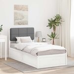 vidaXL Cadre de lit avec tête de lit rembourrée Gris clair 90 x 200 cm