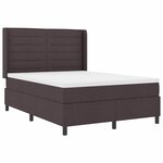 vidaXL Lit à ressorts avec matelas Marron foncé 140 x 200 cm tissu