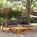 vidaXL Ensemble de canapés de jardin 5 pièces avec coussins en bois d'acacia et corde
