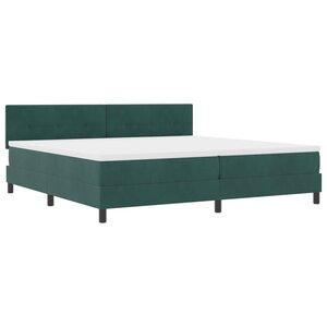 Lit Box Spring vidaXL avec Matelas Vert Foncé 200x200 cm Velours