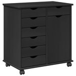 vidaXL Cabinet roulant 63 5 x 39 x 65 5 cm Bois de Pin Massif Noir