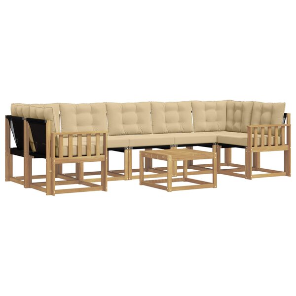 vidaXL Ensemble de canapés d'extérieur 8 pc Blanc et Beige