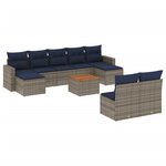 vidaXL Salon de jardin 10 Pièces avec coussins gris résine tressée