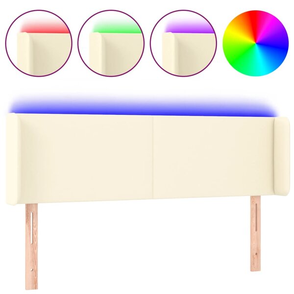 vidaXL Tête de lit à LED Crème 147x16x78/88 cm Similicuir