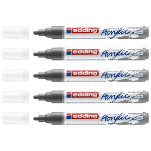 Marqueur Acrylique Moyen 5100 Anthracite Pointe Ronde 2-3 mm x 5 EDDING