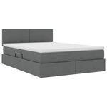 vidaXL Lit de rangement LED avec matelas Gris foncé 140 x 190 cm Tissu