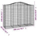 vidaXL Paniers à gabions arqués 11 Pièces 200x50x140/160 cm Fer galvanisé