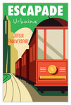 Carte Joyeux Anniversaire avec Enveloppe - Mini Posters Format 17x11 5cm - Escapade Urbaine Citadine Tramways Ville Capitale Voyage Roadtrip Rétro Vintage - Fabriquée en France