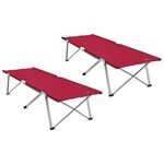 vidaXL Lit de Détente Pliant Rouge Métal  Tissu Standard Pliable