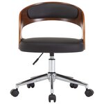 Chaise fauteuil siège pivotante de bureau informatique étude bois courbé et similicuir noir 02_0024151