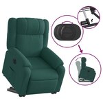 vidaXL Fauteuil inclinable électrique vert foncé tissu