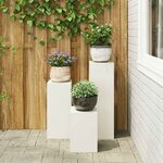 vidaXL Supports pour plantes 3 Pièces Blanc 24 x 24 x 75 cm Acier