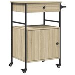 vidaXL Chariot de cuisine chêne sonoma 56x43x89 5 cm bois d'ingénierie