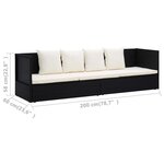 Lit de jardin chaise longue transat avec coussin et oreillers résine tressée noir 02_0012001