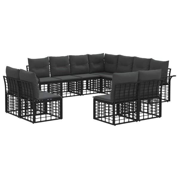 vidaXL Ensemble de canapés d'extérieur 11 Pièces Noir et Gris foncé