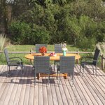 vidaXL Ensemble à manger de jardin 7 Pièces Résine tressée Gris