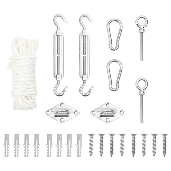 vidaXL Jeu d'accessoires de voile d'ombrage 9 Pièces Acier inoxydable