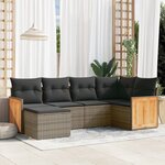 vidaXL Salon de jardin 6 Pièces avec coussins gris résine tressée