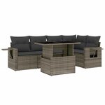 vidaXL Salon de jardin 6 Pièces avec coussins gris résine tressée
