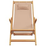 vidaXL Chaise pliable de plage taupe bois d'eucalyptus massif et tissu