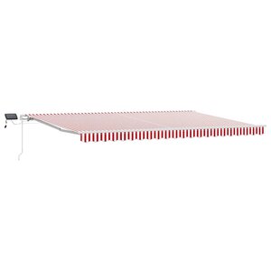 vidaXL Auvent Rétractable avec Rouge et blanc 500 ×350 cm tissu