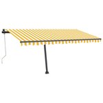 vidaXL Auvent automatique capteur de vent LED 450x350cm Jaune et blanc