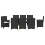 vidaXL Ensemble de 9 Chaises de Salle à Manger de Jardin avec Coussins Noir en Rattan Poly