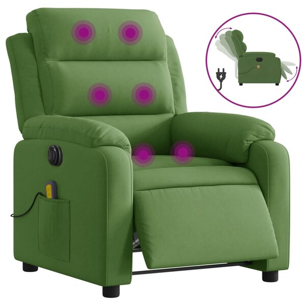 vidaXL Fauteuil inclinable de massage électrique vert clair velours
