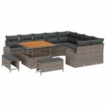 vidaXL Ensemble de canapé de jardin 12 Pièces Gris Poly rotin