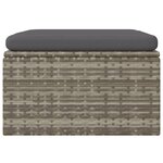 vidaXL Repose-pied de jardin et coussin Gris 55x55x30cm Résine tressée