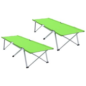 vidaXL Lit de camping pliant 2 Pièces Vert foncé 62 x 194 x 42 cm