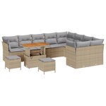 Ensemble de Canapés de Jardin 12 Pièces vidaXL avec Coussins Beige Poly Rattan Acacia