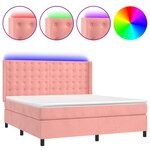 vidaXL Sommier à lattes de lit matelas et LED Rose 160x200 cm Velours