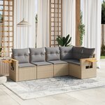 vidaXL Salon de jardin avec coussins 5 Pièces beige résine tressée