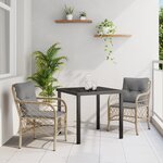 vidaXL Ensemble de Salle à Manger de Jardin 3 Pièces avec Coussins Beige Rattan Poly