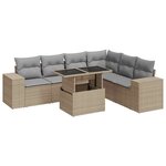 vidaXL Salon de jardin avec coussins 7 Pièces beige résine tressée